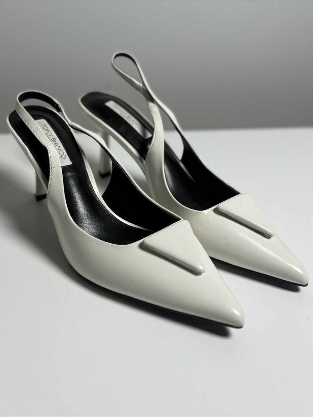 Tony Bianco Bertie White Hi Shine Slingback Heels Size 7